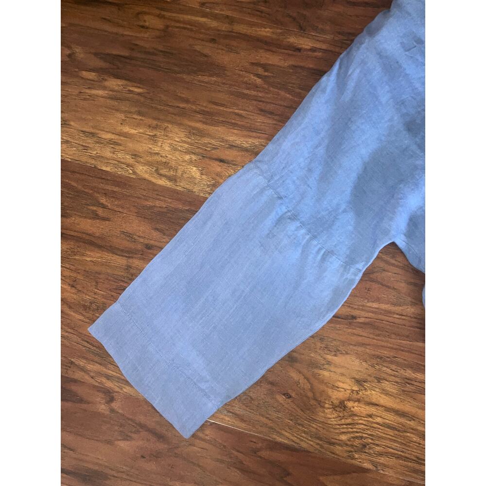 KYLA SEO 100% Linen Popover Top Blouse Blue Size Large L HANDMADE BOXY LAGENLOOK - Picture 6 of 8